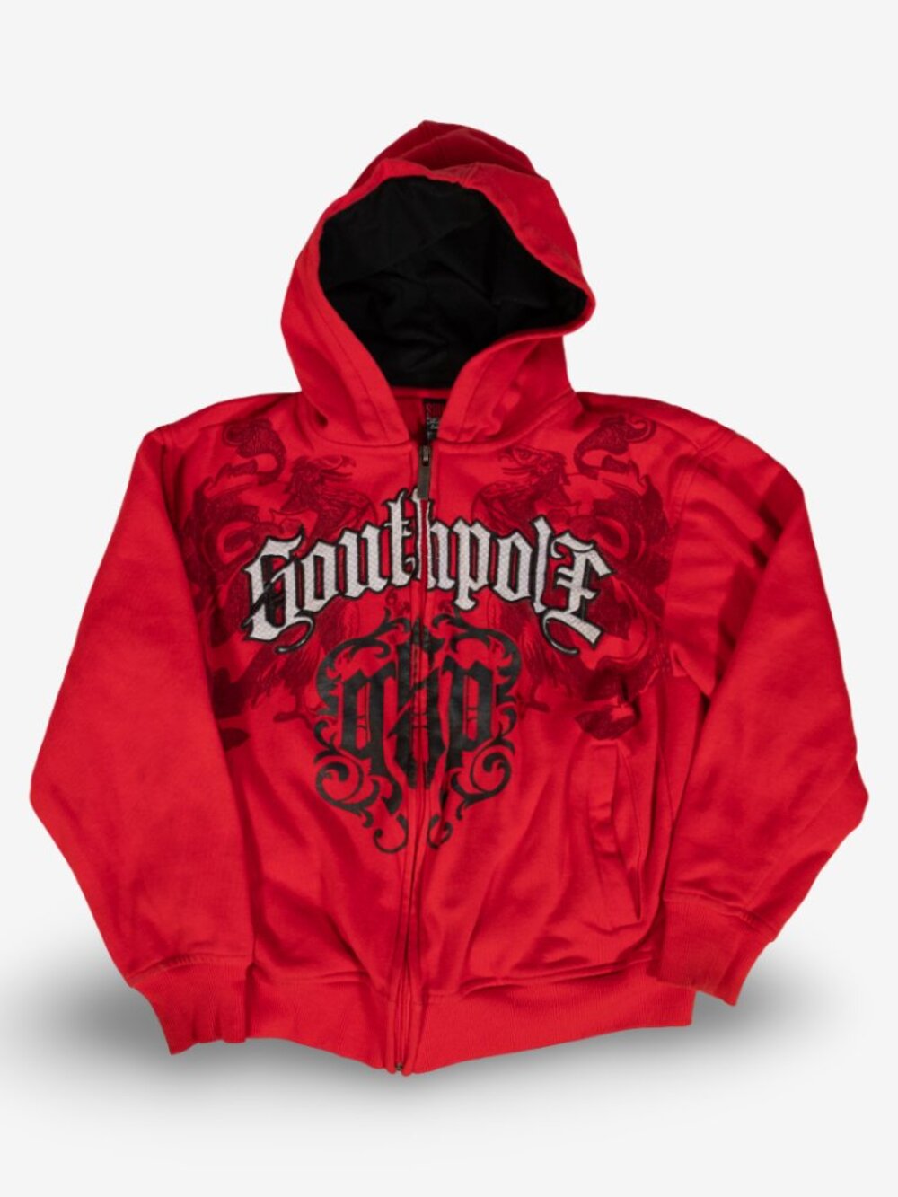 Y2K South Pole Embroidered Logo Zip-Up Hoodie